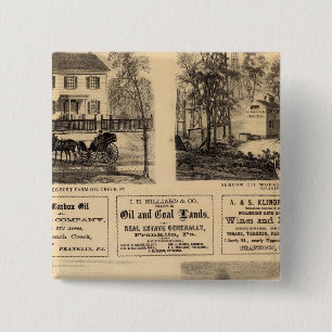 Res, oil works, bldg, Oil Creek, Rouseville 2 Inch Square Button