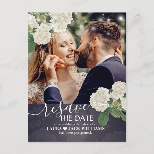 Resave the Date Wedding Postponement Rescheduled Announcement Postcard (Front)