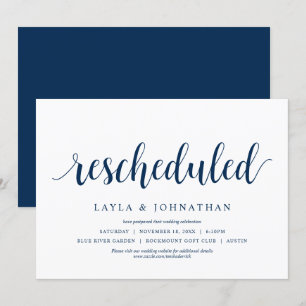 Rescheduled, Wedding Change the date Invitation