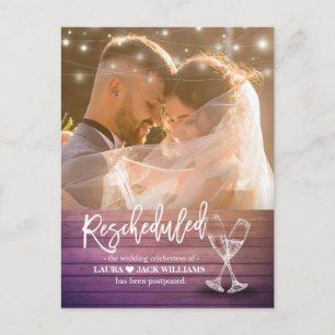 Rescheduled Wedding Postponement Change of Plans Announcement Postcard