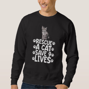 Rescue A Cat Save 9 Lives Kitty Women Pet Animal L Sweatshirt