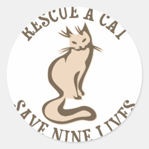Rescue A Cat Save Nine Lives Classic Round Sticker