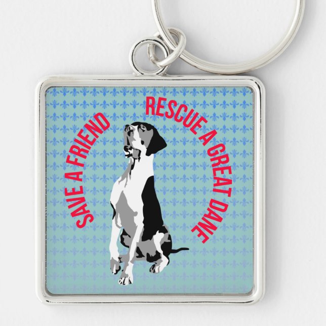 Rescue a Great Dane Keychain (Front)