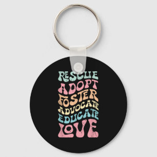 Rescue Adopt Foster Advocate Educate Love Cat Mom, Keychain