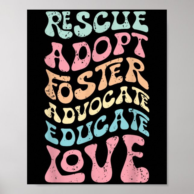 Rescue Adopt Foster Advocate Educate Love Cat Mom, Poster (Front)