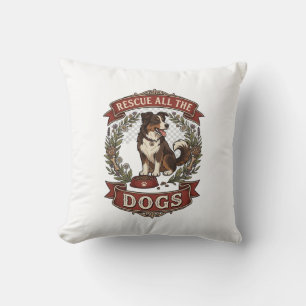 Rescue All Dogs Dog Floral Wreath Ribbon_1 Throw Pillow