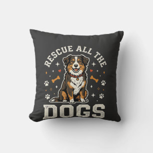 Rescue All The Dogs Vintage Dog Throw Pillow