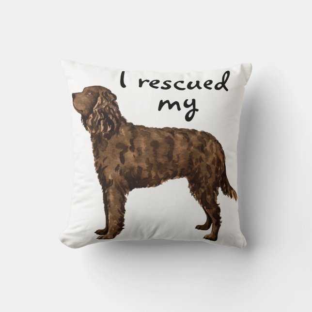 Rescue American Water Spaniel Throw Pillow (Front)