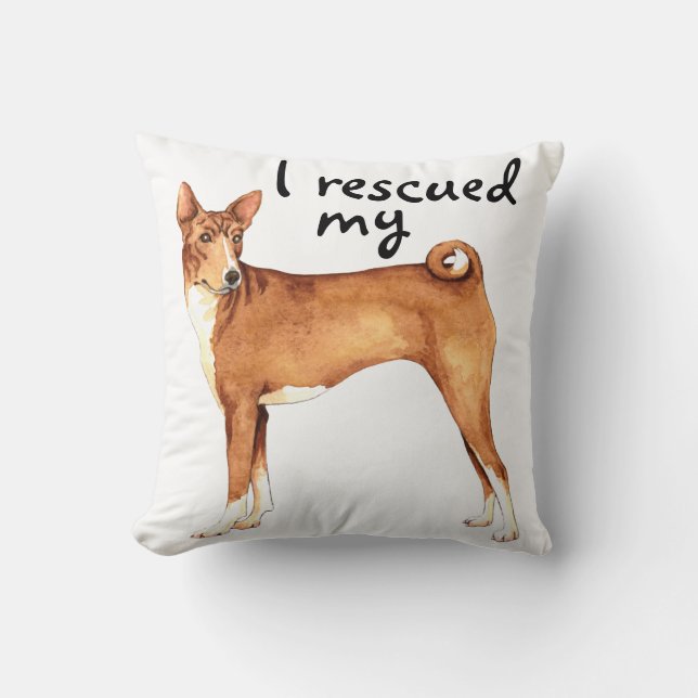 Rescue Basenji Throw Pillow (Front)