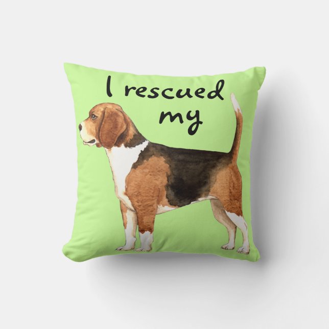 Rescue Beagle Throw Pillow (Front)