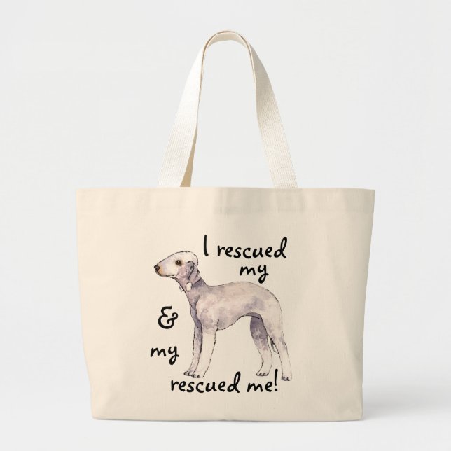 Rescue Bedlington Terrier Large Tote Bag (Front)