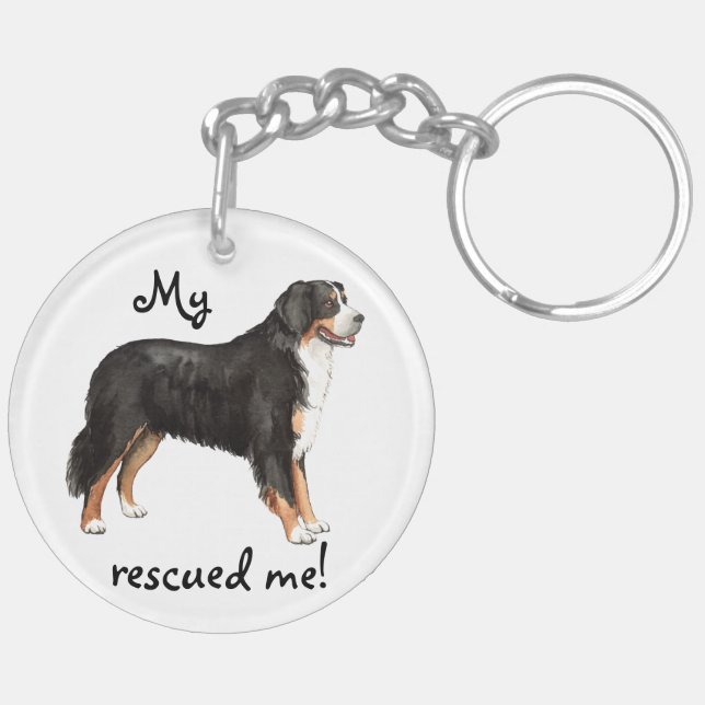 Rescue Bernese Mountain Dog Keychain (Back Left)