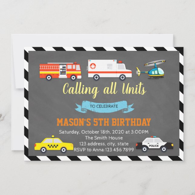 Rescue birthday party invitation (Front)