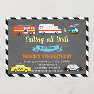 Rescue birthday party invitation