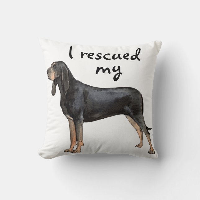 Rescue Black and Tan Coonhound Throw Pillow (Front)