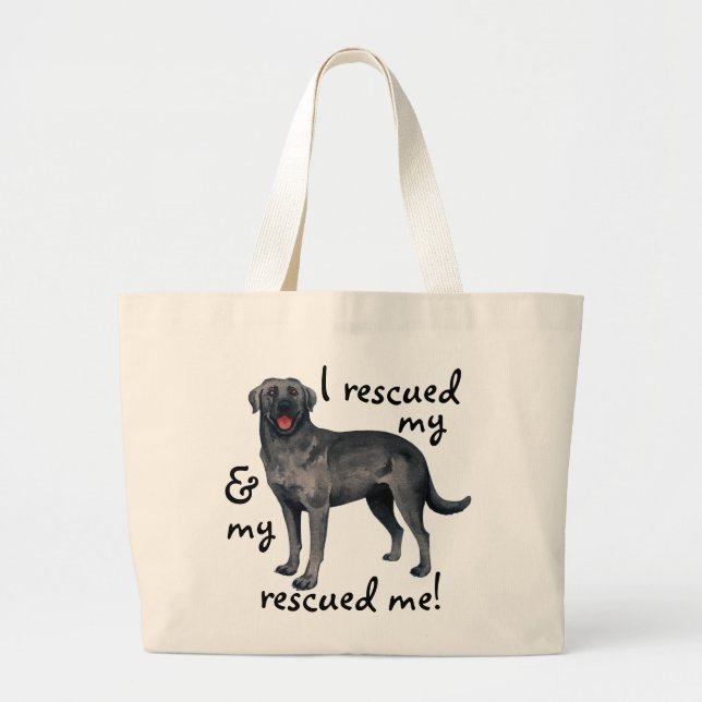 Rescue Black Lab Large Tote Bag (Front)