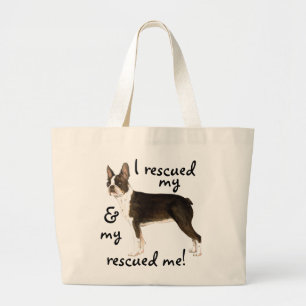 Rescue Boston Terrier Large Tote Bag