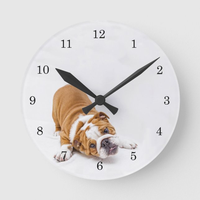 Rescue Boxer Puppy Round Clock (Front)