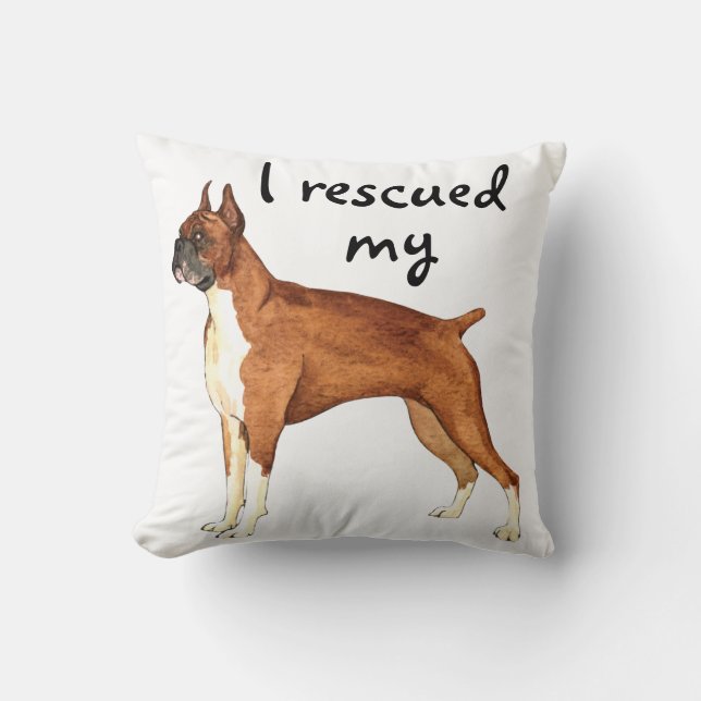 Rescue Boxer Throw Pillow (Front)