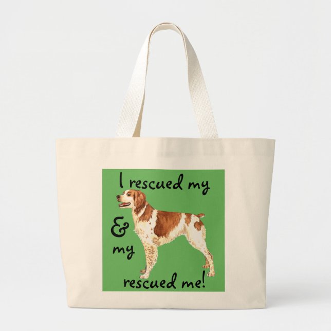 Rescue Brittany Large Tote Bag (Front)