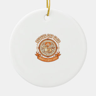 Rescue Cat Club Cat Rescue Adoption Vintage Vector Ceramic Ornament