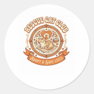 Rescue Cat Club Cat Rescue Adoption Vintage Vector Classic Round Sticker