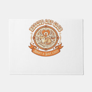 Rescue Cat Club Cat Rescue Adoption Vintage Vector Doormat