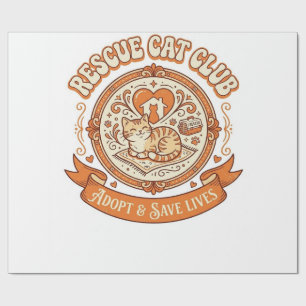 Rescue Cat Club Cat Rescue Adoption Vintage Vector Wrapping Paper