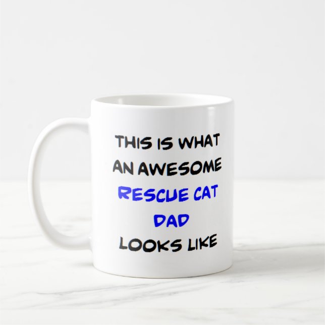 rescue cat dad, awesome coffee mug (Left)
