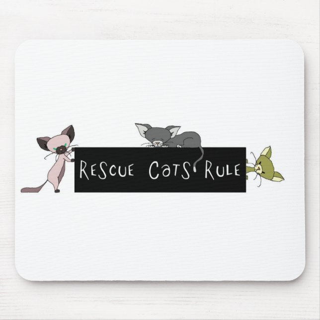 Rescue Cats Rule! Mouse Pad (Front)