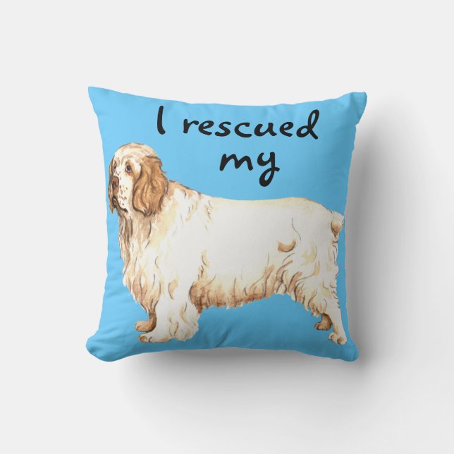 Rescue Clumber Spaniel Throw Pillow (Front)