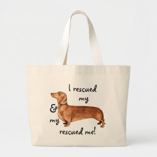 Rescue Dachshund Large Tote Bag