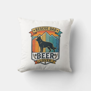Rescue Dad Beer Lover Dog Vintage Sunset_1 Throw Pillow