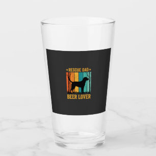 Rescue Dad Beer Lover Vintage Dog Glass