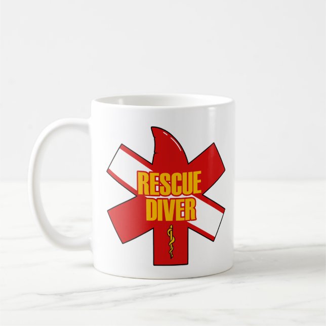 Rescue Diver Coffee Mug Yellow Font (Left)