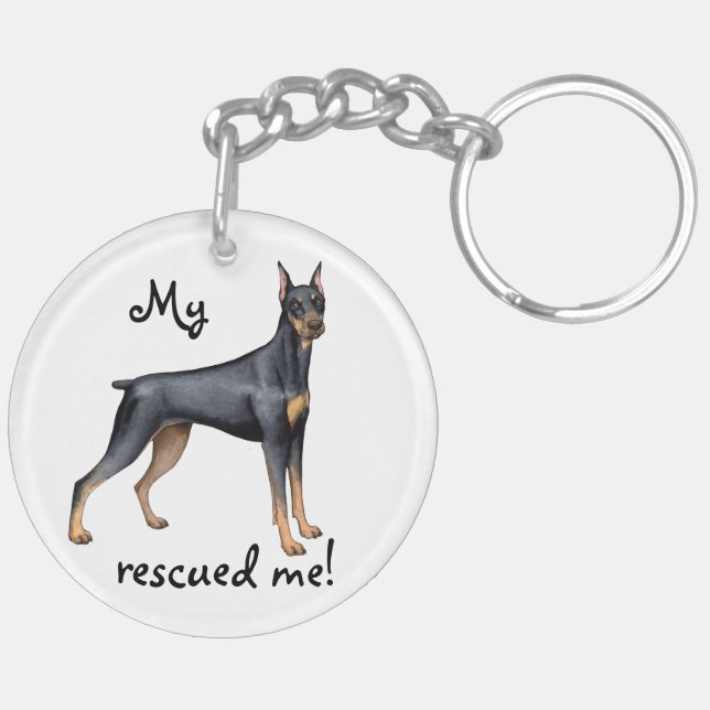 Rescue Doberman Pinscher Keychain (Back Right)