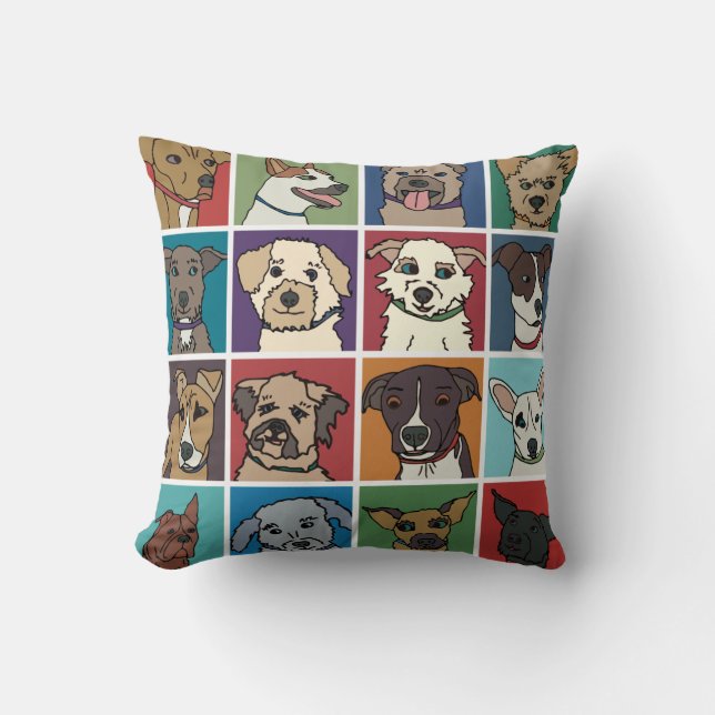 Rescue Dog Cartoon Throw Pillow (Front)