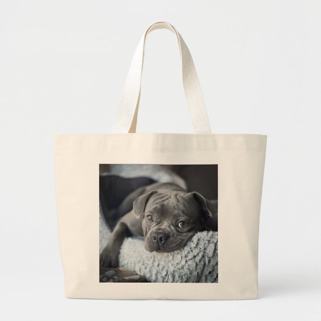 Rescue dog French Bulldog tote bag (Front)