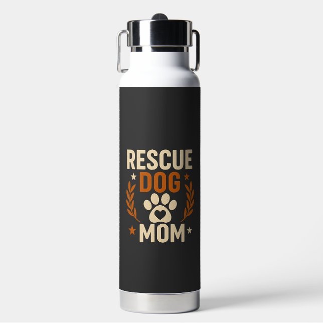 Rescue Dog Mom Water Bottle (Front)