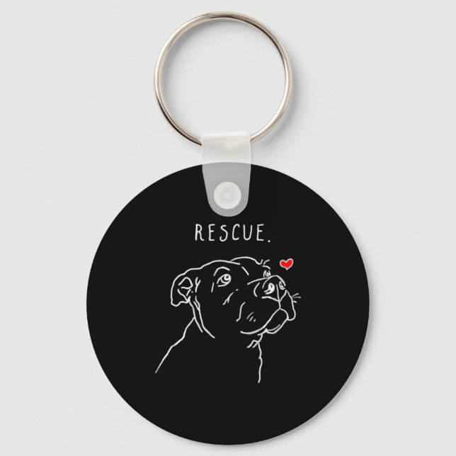 Rescue Dog Tbull Drawing Rescue Mom Adopt Dont  Keychain (Front)