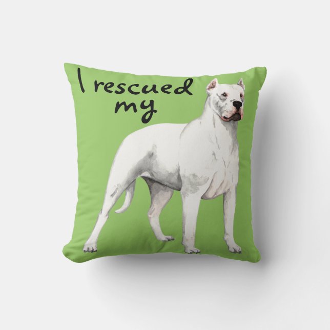 Rescue Dogo Argentino Throw Pillow (Front)