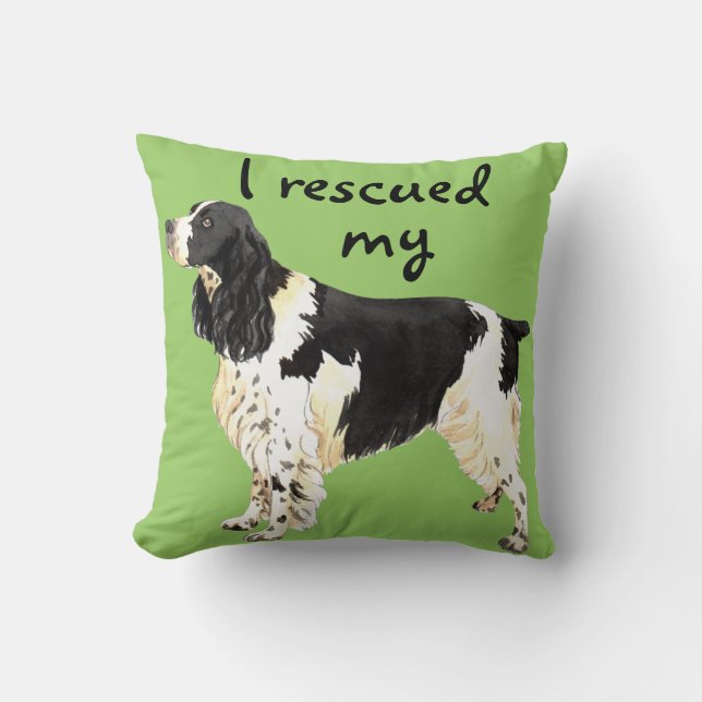 Rescue English Springer Spaniel Throw Pillow (Front)