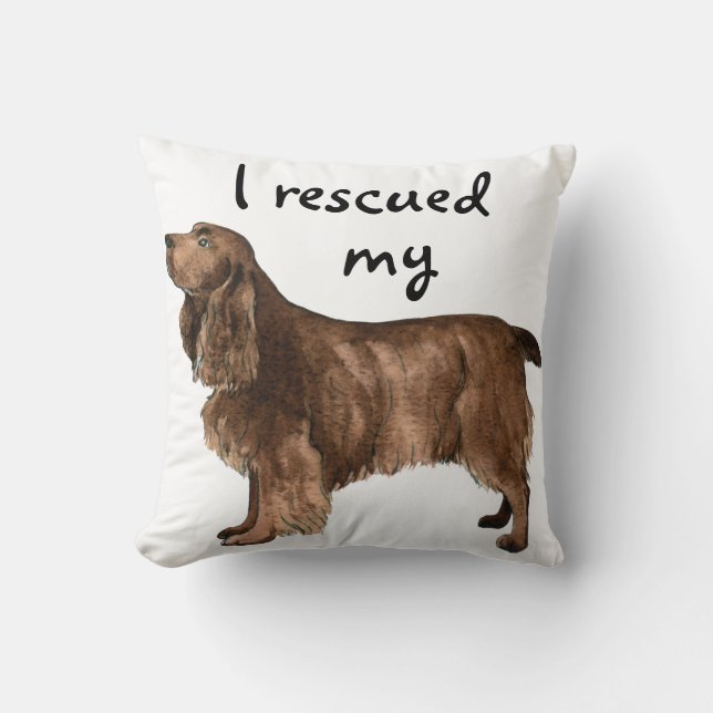 Rescue Field Spaniel Throw Pillow (Front)
