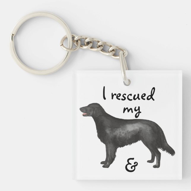 Rescue Flat-Coated Retriever Keychain (Front)