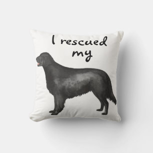 Rescue Flat-Coated Retriever Throw Pillow