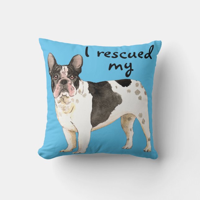 Rescue Frenchie Throw Pillow (Front)