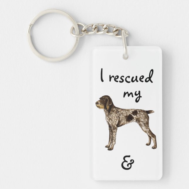 Rescue German Wirehaired Pointer Keychain (Front)