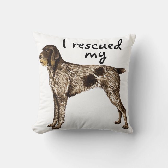 Rescue German Wirehaired Pointer Throw Pillow (Front)