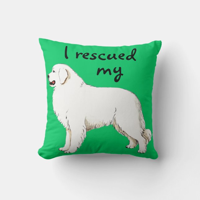 Rescue Great Pyrenees Throw Pillow (Front)