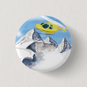 Rescue Helicopter 1 Inch Round Button